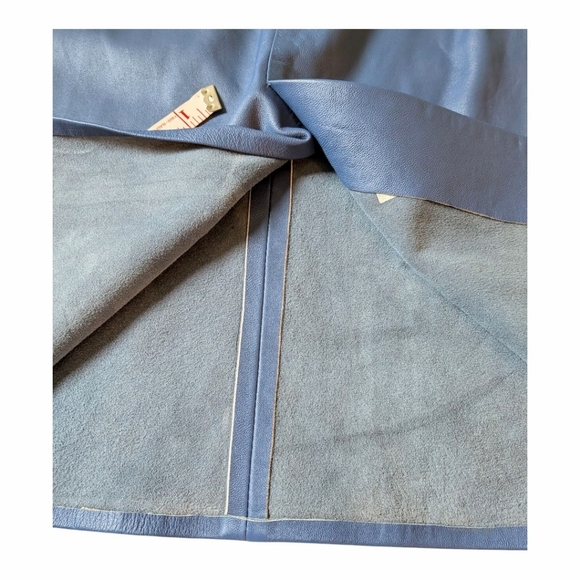 Vintage 1980s Penny Genuine Leather Skirt Suit | Colonial Blue | EUC - Picture 10 of 13